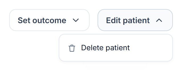 Edit patient menu for a patient not yet sent a consult: Delete patient